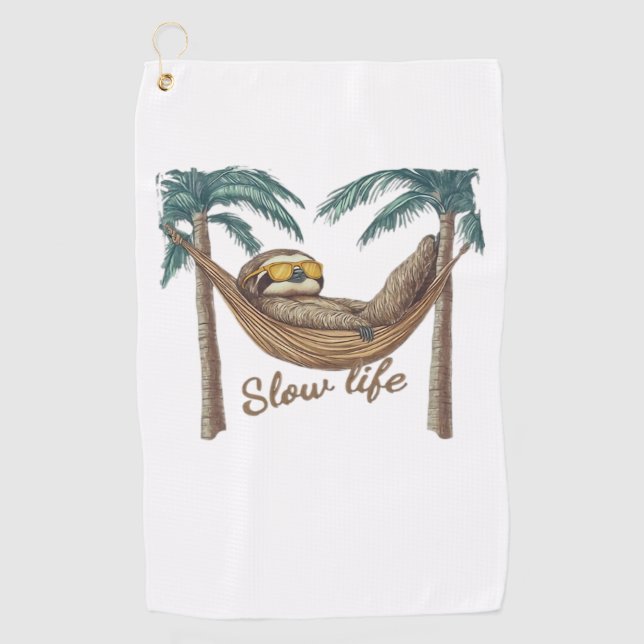 Chillin' Sloth in a Hammock Oversized T-Shirt Golf Towel (Front)