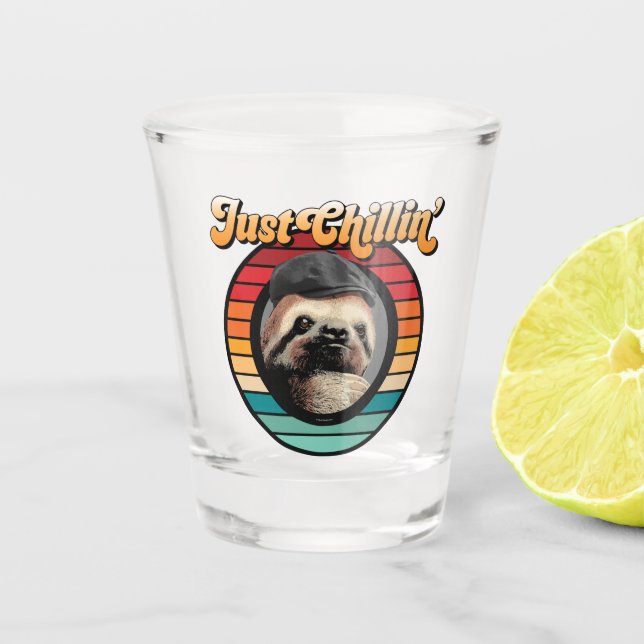 Chillin’ Sloth Shot Glass (Front)