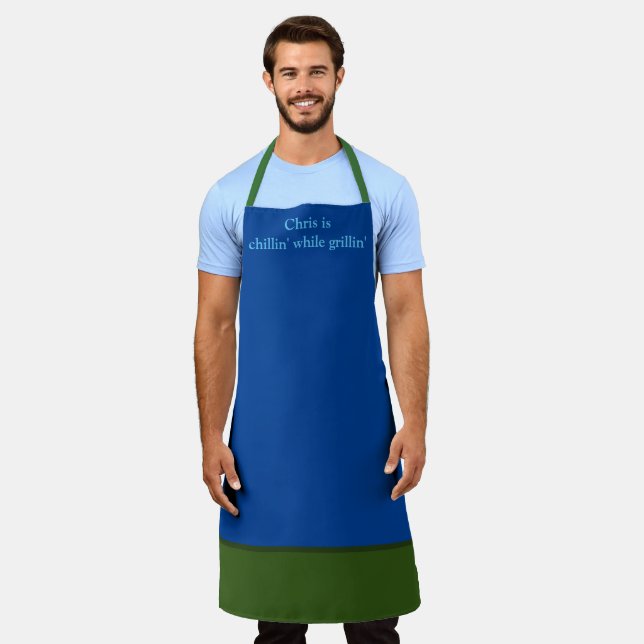 "Chillin' While Grillin'" Personalised Adult Apron (Worn)