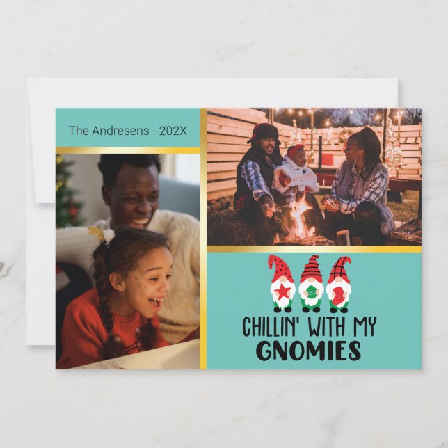 Chillin With Gnomes Christmas Photo Template Value (Front)