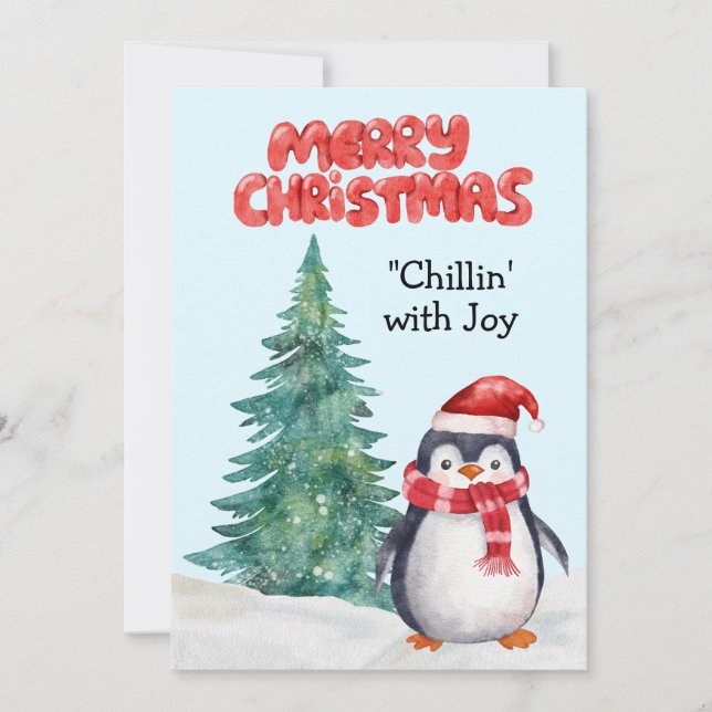 "Chillin' with Joy - Merry Christmas Holiday Card (Front)