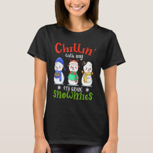 Chillin' With My 4th Grade Gnomies Teacher Christm T-Shirt