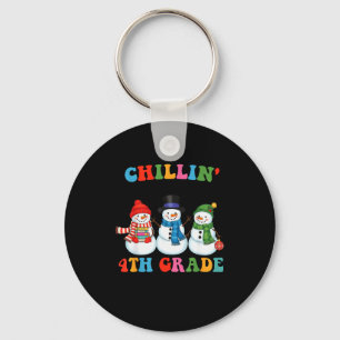 Chillin With My 4th Grade Snowmies Christmas Teach Key Ring