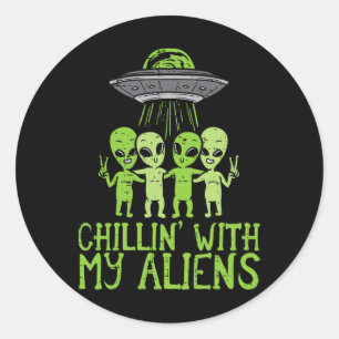 Chillin With My Aliens Group Toddler Boys Hallowee Classic Round Sticker