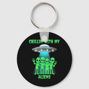 Chillin With My Aliens Halloween Boys Girls Kids F Key Ring