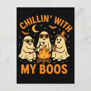 Chillin’ With My Boos Halloween Holiday Postcard