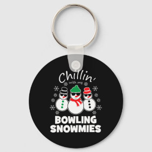 Chillin With My Bowling Snowmies Funny Christmas Key Ring