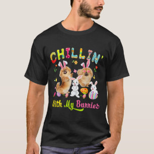 Chillin With My Bunnies Cute Bunny Pekingese Dogs  T-Shirt