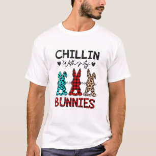 Chillin With My Bunnies Funny Easter Day Red Plaid T-Shirt