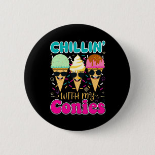 Chillin With My Conies Retro Ice Cream Summer 6 Cm Round Badge