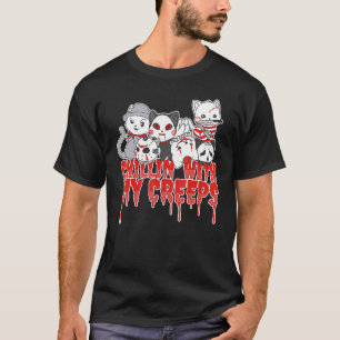 Chillin With My Creeps Cats Halloween Costume T-Shirt