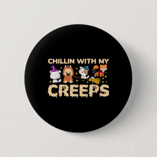 Chillin With My Creeps Dogs In Halloween Costume 6 Cm Round Badge