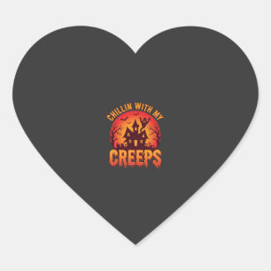 Chillin With My Creeps Halloween T-Shirt Design_1 Heart Sticker