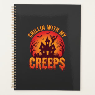 Chillin With My Creeps Halloween T-Shirt Design_1 Planner