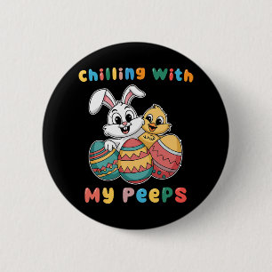 Chillin With My Easter Squad Egg Crew Bunny Funny 6 Cm Round Badge