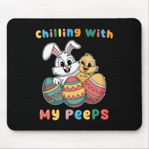Chillin With My Easter Squad Egg Crew Bunny Funny  Mouse Pad