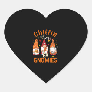 Chillin With My ER Gnomies Nurse Gnome Thanksgivin Heart Sticker