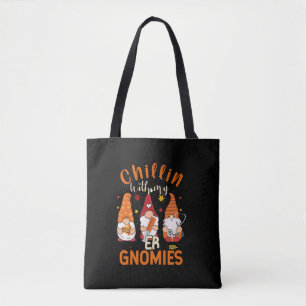 Chillin With My ER Gnomies Nurse Gnome Thanksgivin Tote Bag