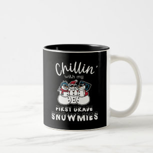 Chillin' With My First Grade Snowmies Two-Tone Coffee Mug