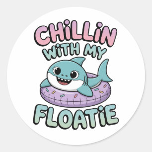 Chillin’ with My Floatie Shark Baby Kids Classic Round Sticker