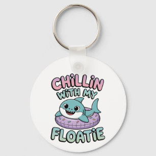 Chillin’ with My Floatie Shark Baby Kids Key Ring