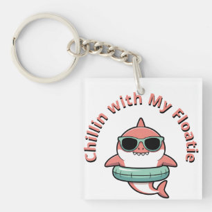 Chillin’ with My Floatie Shark Baby Kids Key Ring