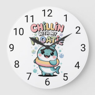 Chillin’ with My Floatie Shark Baby Kids Large Clock