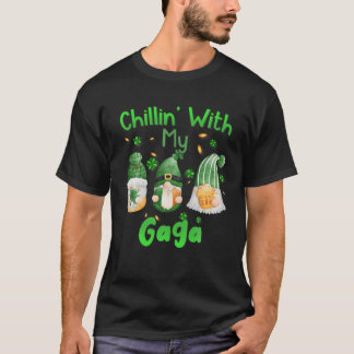 Chillin With My Gaga Green Plaid Gnomes St Patrick T-Shirt