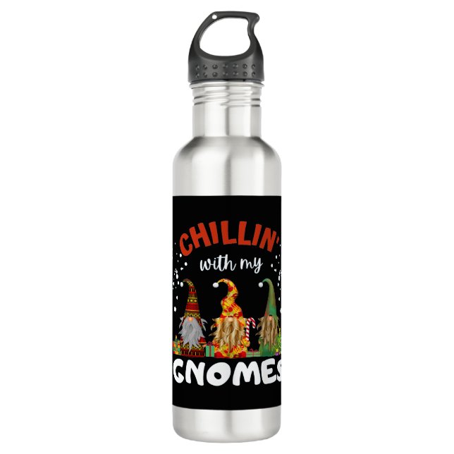 Chillin With My Gnomes Christmas 710 Ml Water Bottle (Front)