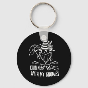 Chillin With My Gnomies Beach Gnome Summer Fun Key Ring