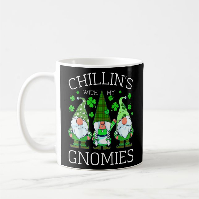 Chillin With My Gnomies Buffalo Plaid St Patrick D Coffee Mug (Left)