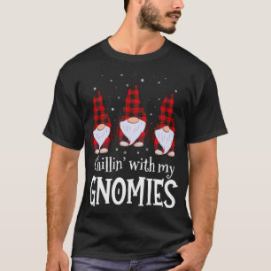 Chillin' With My Gnomies Buffalo Red Plaid Christm T-Shirt