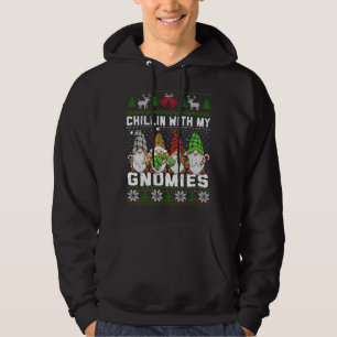 Chillin With My Gnomies Christmas Cute Gnomes Ugly Hoodie