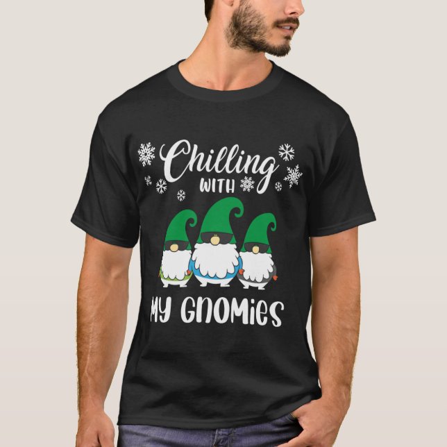 Chillin with My Gnomies Christmas Funny Gnomes Squ T-Shirt (Front)