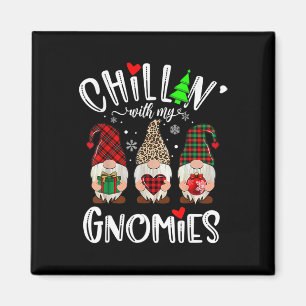 Chillin With My Gnomies Christmas Gnome Family Mat Magnet