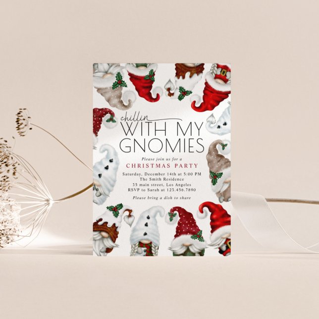 Chillin With My Gnomies Christmas Party Invitation (Creator Uploaded)