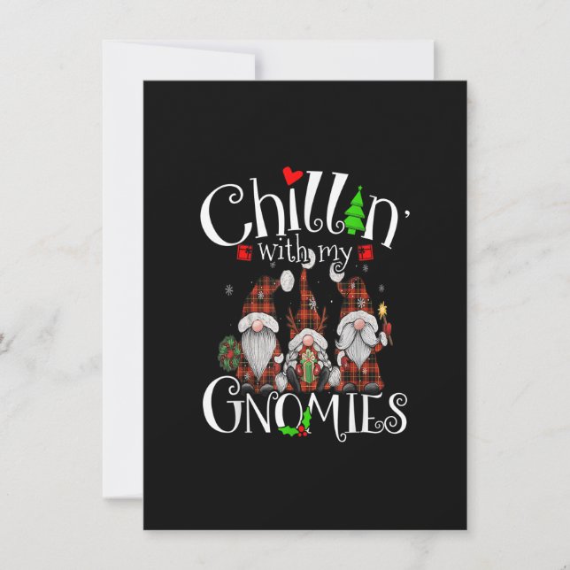 Chillin With My Gnomies, Christmas Red Gnomes Plai Invitation (Front)