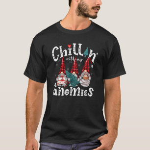 Chillin With My Gnomies Christmas Red Gnomes Plaid T-Shirt