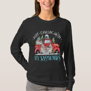 Chillin With My Gnomies Funny Christmas Gnomes Red T-Shirt