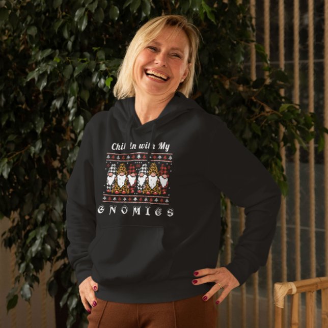 Chillin With My Gnomies Funny Gnome Payamas Hoodie (Chillin with my Gnomies)