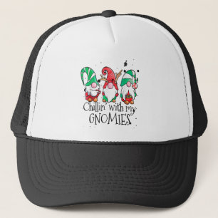 Chillin' With My Gnomies Garden Gnome Christmas Pa Trucker Hat