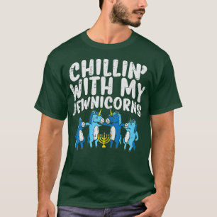Chillin With My Jewnicorns Cute Hanukkah Chanukah T-Shirt