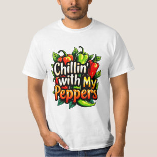 Chillin' with My Peppers - Colourful Chilli Graphi T-Shirt