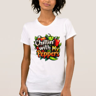 Chillin' with My Peppers - Colourful Chilli Graphi T-Shirt