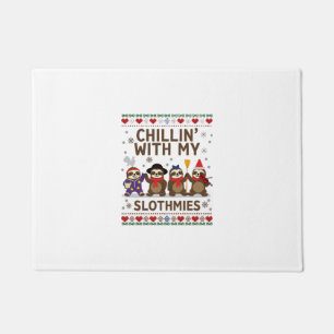 Chillin With My Slothmies Funny Sloth Ugly Christm Doormat