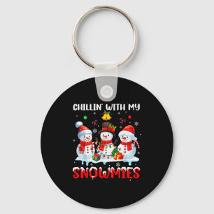 Chillin With My Snowmie Women Christmas Snowman Te Key Ring