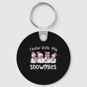 Chillin With My Snowmies Christmas Pyjamas Snowman Key Ring