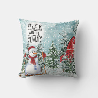 Chillin With My Snowmies Christmas White Winter Th Cushion
