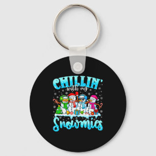 Chillin’ With My Snowmies Funny Christmas Snowman Key Ring