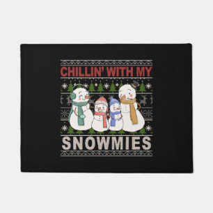 Chillin With My Snowmies Funny Ugly Christmas Doormat